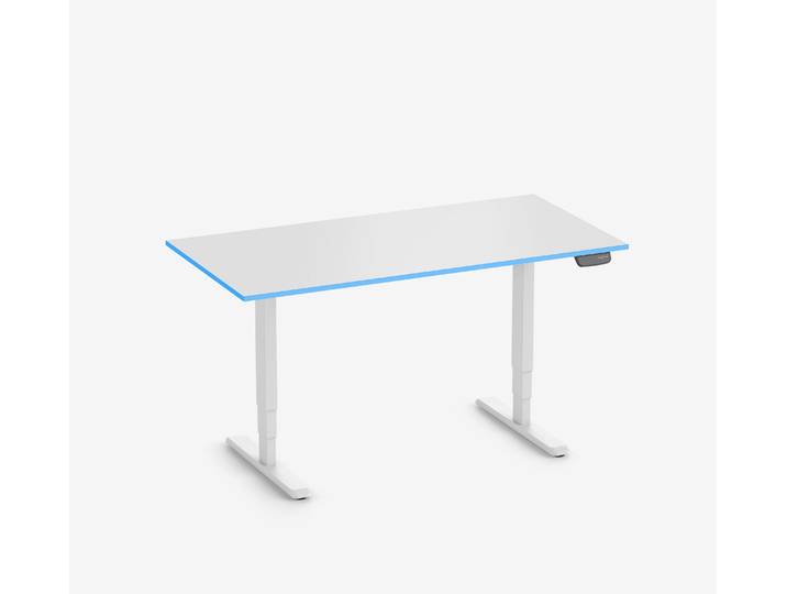 Primus Gamingschreibtisch Rechteck, Weiß Silk-Touch Ocean 160x80