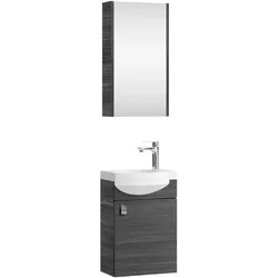 Planetmöbel - Badmöbel-Set 40 cm - Anthrazit - Mit Waschbecken - Mit Spiegelschrank