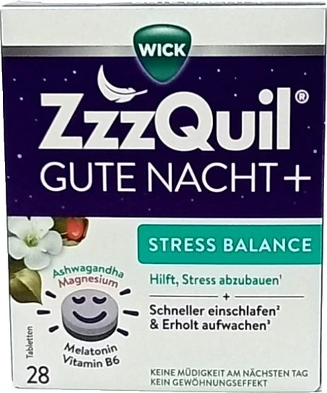 Wick ZzzQuil Gute Nacht+ Stress Balance 28 St Tabletten