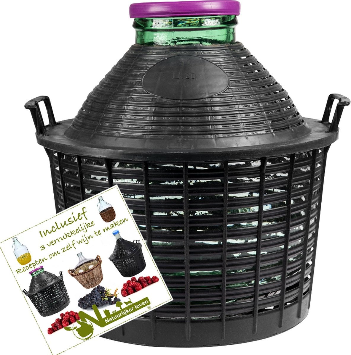 Mandfles 20 liter met brede hals voor gisting