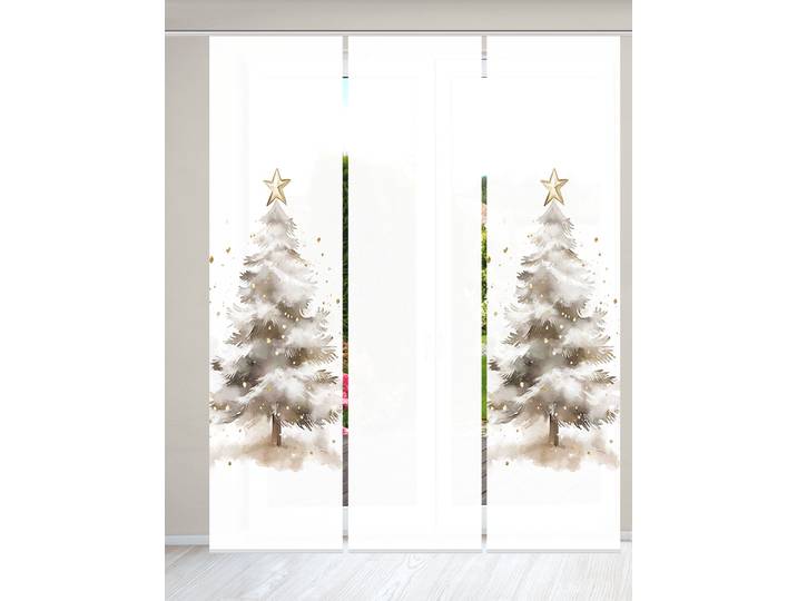 Schiebegardine HOME WOHNIDEEN CHRISTMAS TREE , beige (natur), B:60cm H:245cm, Polyester, Gardinen, Schiebegardine, SET, Schiebewand, Dekostoff, Digitaldruck