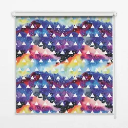 INNENROLLO - Fensterrollo - Rollo - 130x140 cm - Weiße Dreiecke auf farbigem Hintergrund