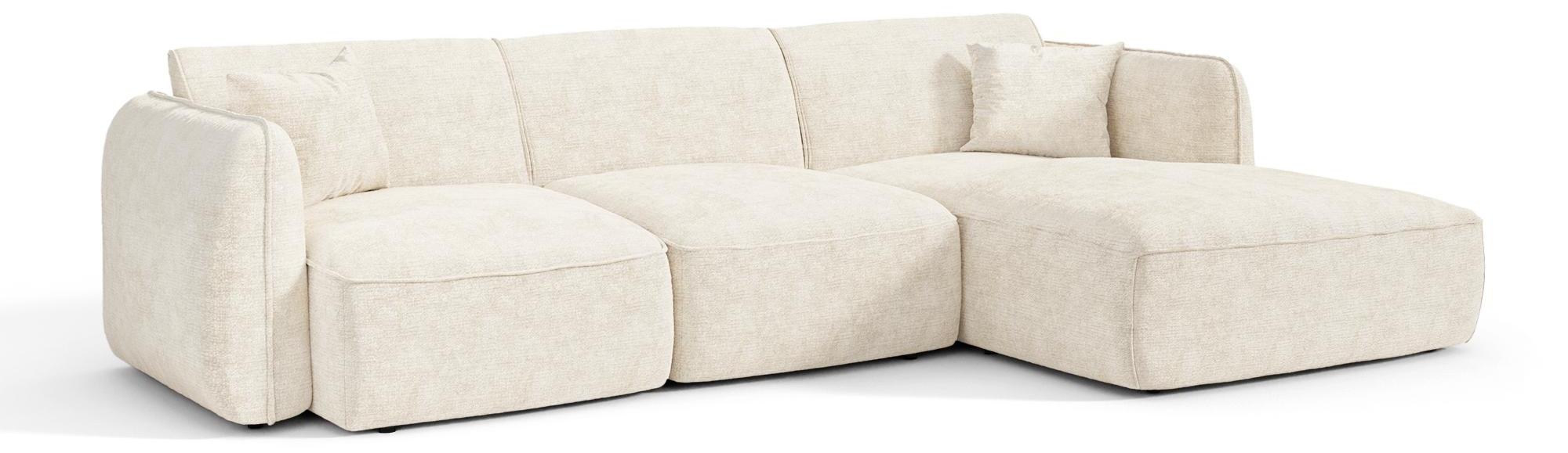 Rechtes Ecksofa LOMI Geprägter Samt Creme 272cm
