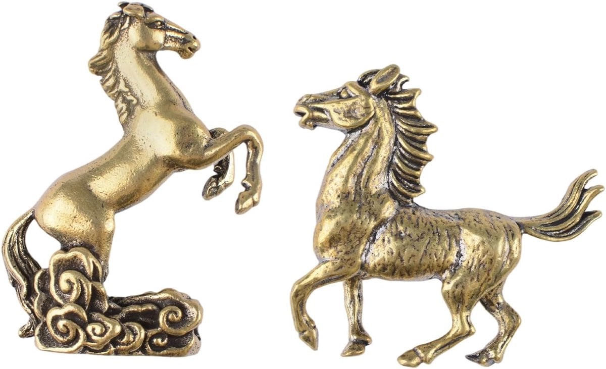 Messing paard standbeeld miniatuur ornament met retro charme voor thuis of kantoor van ShopVlot