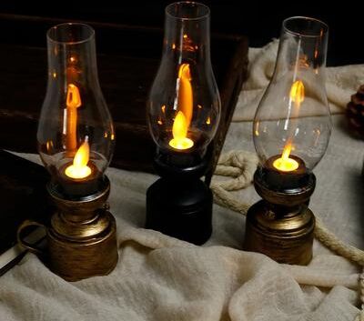 Uplifted Finds Vintage Lantern LED Hanging Oil Lamp Battery Operated Decorative copper