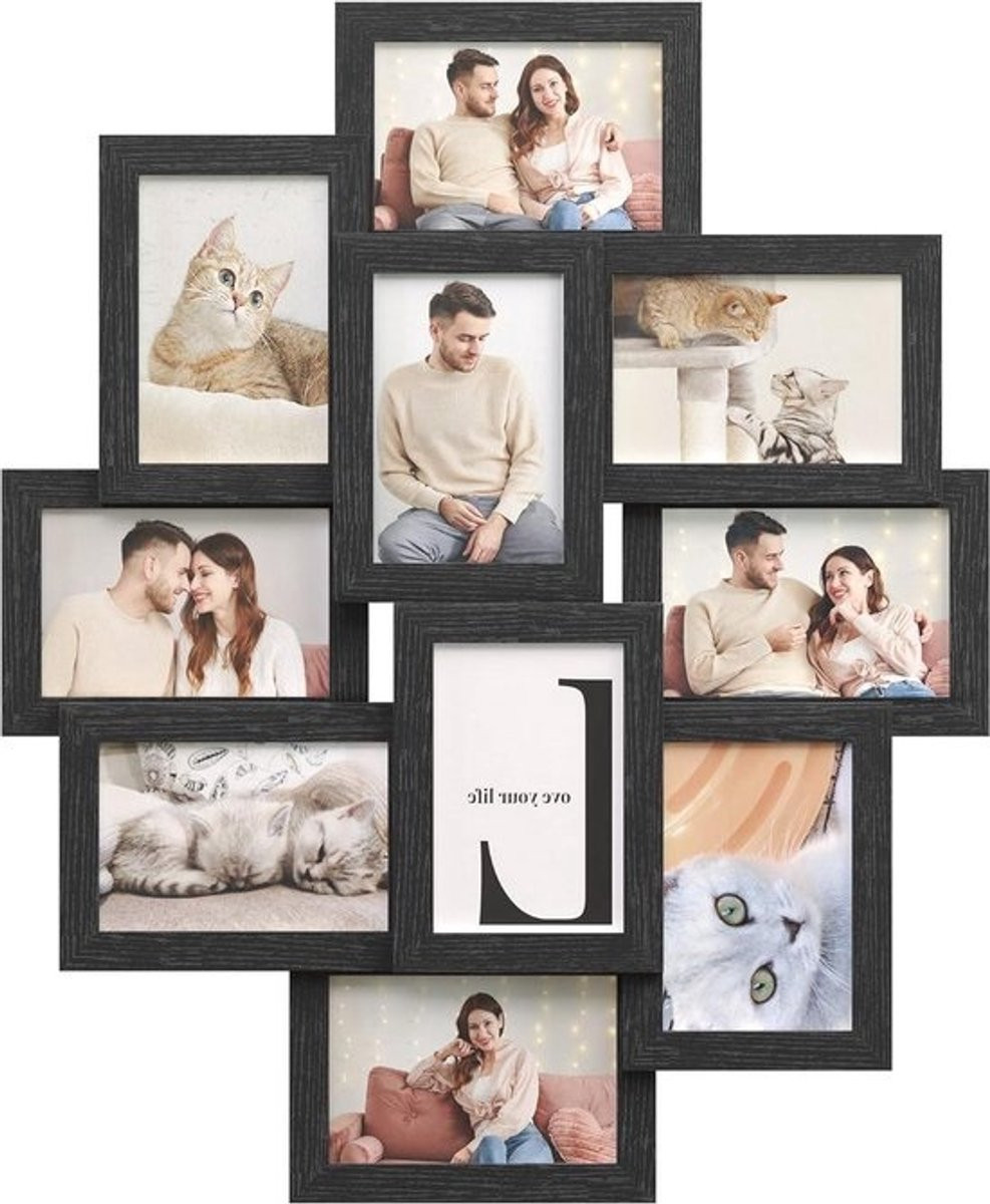 Collage Fotolijst voor 10 foto's, Zwart, MDF, 10 x 15 cm