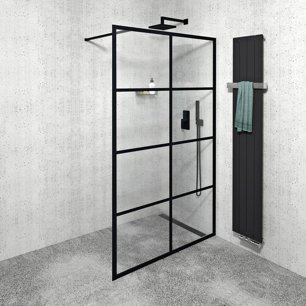 Gelco CURE BLACK douchecabine met helder glas, Breedte: 140 cm