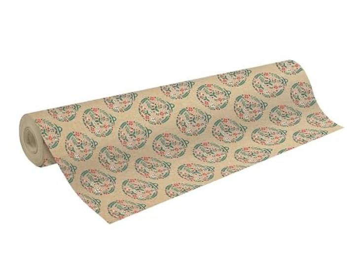 CLAIREFONTAINE 223899C - Rl Kraft brut 70g 50x0\,70m Boules Noël rouge/vert