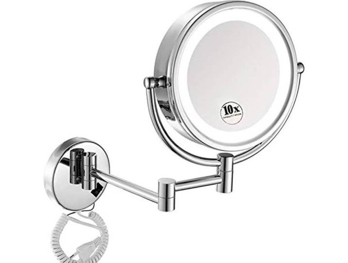 ChangM 8 5 Pouces LED Miroir Mural Grossissant X10 Lumineux Extension Pliant - 360 Degrés Rotation