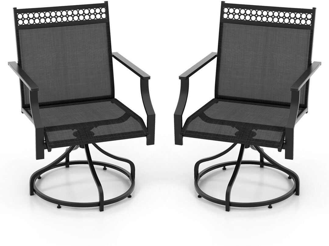 ClassicLiving Swivel Outdoor Patio Dining Armchair Black 35.43cm H X 25.59cm W X 24.01cm D