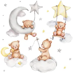 WANDAUFKLEBER 60x106cm - Teddybären im Himmel
