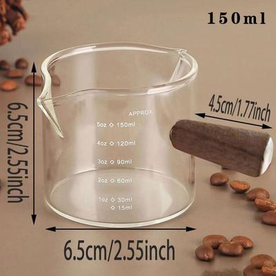 Combo Retail Shop Glass Espresso Measuring Cup, Double Single Mouth Glass Milk Jug, With Handle, Glass Scale Measuring Mugs 150ml