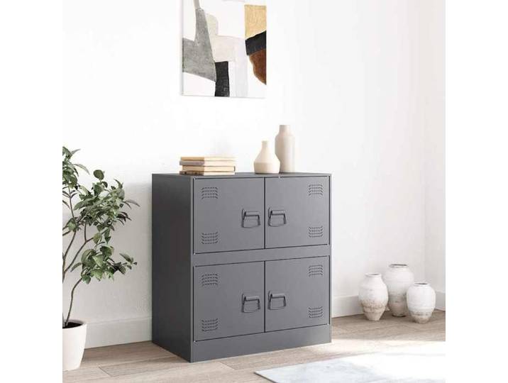 Buffet en acier - - 67x39x73 cm - Anthracite - Acier laminé à froid - 4 compartiments - Capacité 70 kg