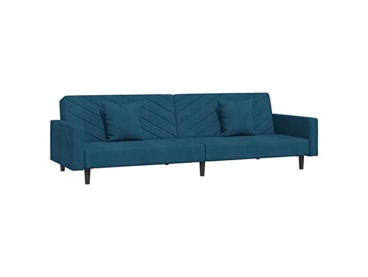 KUTYWEXFM Schlafsofa 2-Sitzer mit 2 Kissen Samt Blau Klappsofa 220 cm Vielseitiges 2-in-1 Klappcouch Design für Wohnzimmer und Schlafzimmer, verstellbare Rückenlehne, robuster Holzrahmen.