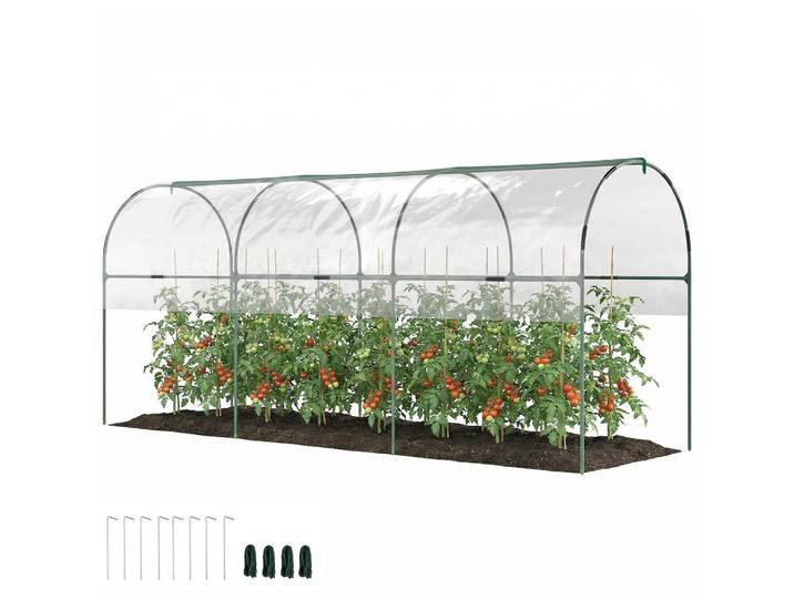 ComfortXL Gewächshaus De-05787 Winterfest mit Bogendach & Erdankern Transparent, Metall, Kunststoff, 120x170x400 cm, Gartenzubehör, Gartenhäuser & Gewächshäuser