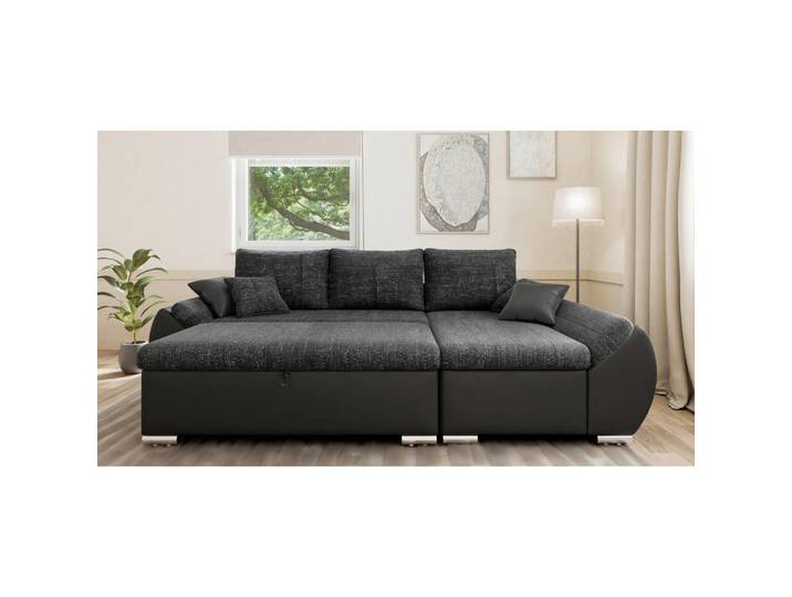Mid.you Ecksofa, inkl. Hocker Auro, Schwarz, Kunststoff, 275x155 cm, Stoffauswahl, Rücken echt, Wohnzimmer, Sofas & Couches, Wohnlandschaften, Ecksofas