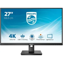 Philips 279P1/00 27" UHD IPS VERFÜGT über USB-C/DP/HDMI PD 65W (3840 x 2160 Pixel, 27"), Monitor, Schwarz