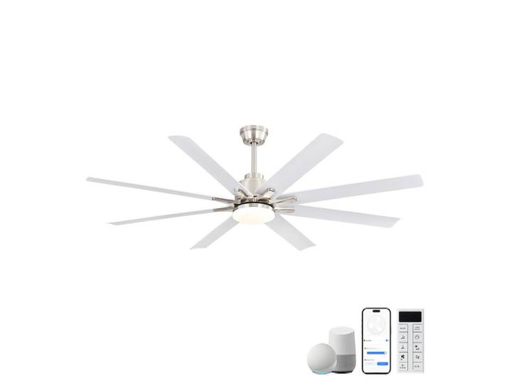 ComfortXL Deckenventilator De-16279 66 Zoll Smart mit App/Alexa Steuerung, Weiß, Kunststoff, LED integrated, 168x25.8x168 cm, Lampen & Leuchten, Innenbeleuchtung, Deckenleuchten, Deckenleuchten