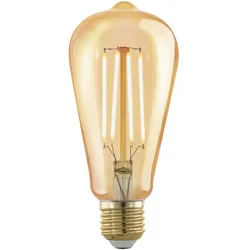 Vintage Leuchtmittel E27 Glühbirne amberfarben Retro Filament Leuchtmittel dimmbar, Glas klar, 4 Watt 320 Lumen 1700 Kelvin warmweiß, DxH 6,4x14,2 cm