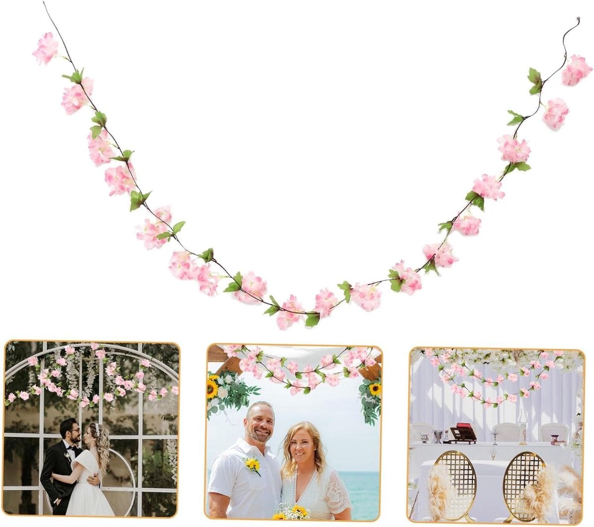 Kunstige Bloemenrank Roze - Realistische Nepbloemen Slinger voor Feestelijke Decoratie - 230 cm Lengte