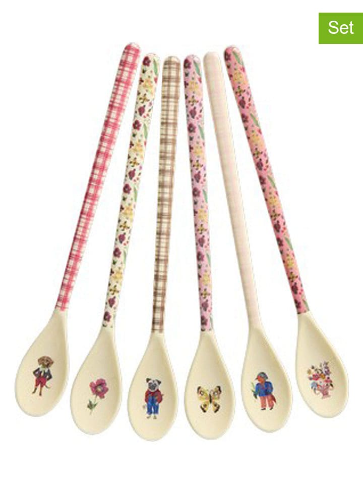 Rice 6er-Set: Kaffeelöffel "Nathalie Lété" in Bunt - (H)22,5 cm - onesize