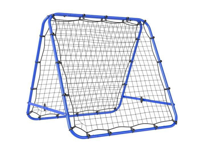 Homcom Fussball Rebounder Kickback Tor Rückprallwand beidseitiger Trainingsnetz Stahl, Blau, Metall, 95x100 cm, Freizeit & Co, Sport & Fitness