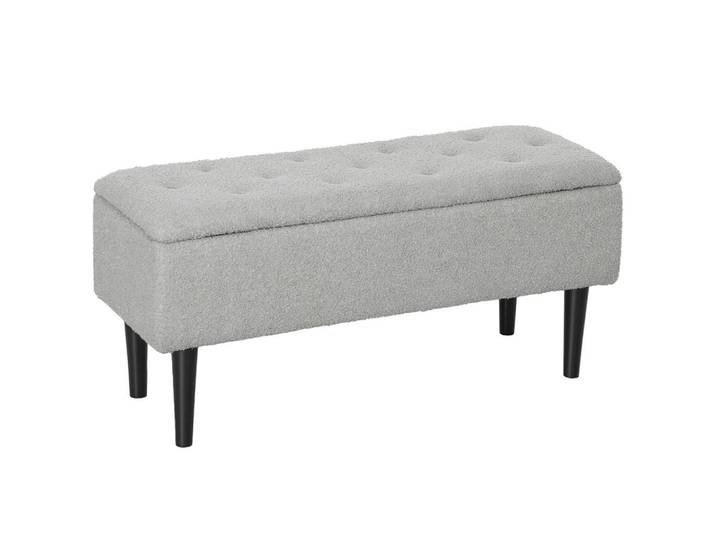 Homcom Sitzbank mit Stauraum, Bettbank, Polsterbank mit Klappdeckel, Samt, Grau, Kunststoff, 38x45x95 cm, Esszimmer, Bank, Sitzbänke