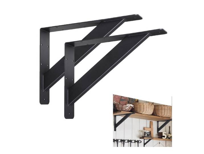 LuxusKollektion Wandregalhalter Regalhalterung schwarz 30.5x22.8cm, 1-tlg.