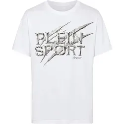 PLEIN SPORT Kurzarm-Rundhals-T-Shirt LOGO, Größe XXL in Weiß 01
