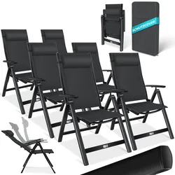 KESSER® Gartenstuhl Hochlehner mit Armlehnen   Aluminium Klappstuhl inkl. Kopfkissen Campingstuhl 7-Fach Verstellbar Rückenlehne   Atmungsaktiv & Wetterfest   Klappbar & Anti-Rutsch