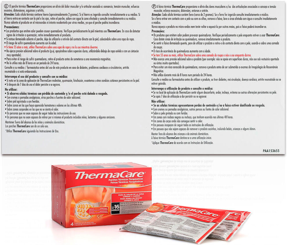 Patchs chauffants lombaires et de hanche THERMACARE, 4 unités