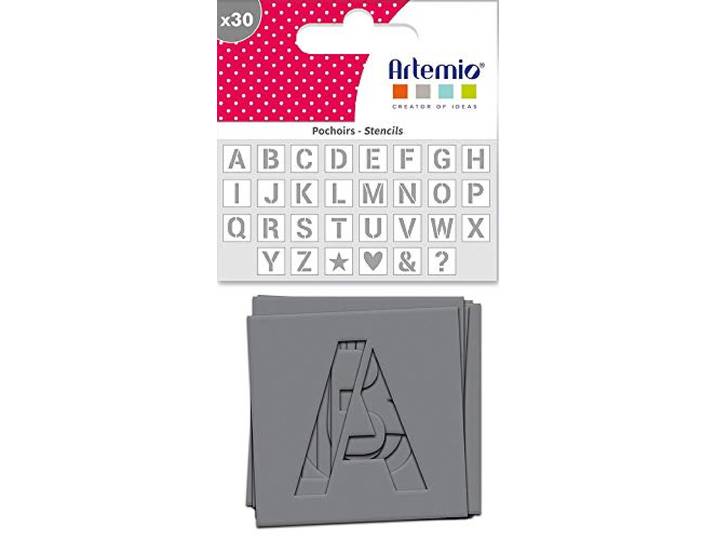 Artemio 30 sjablonen, 6 x 6 cm, alfabet
