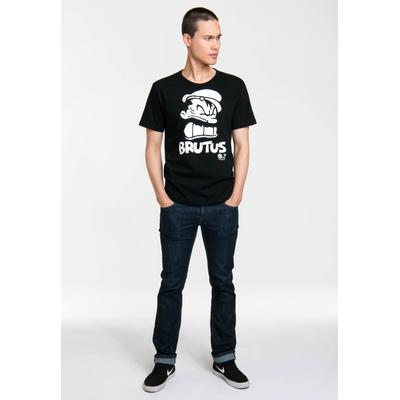 T-Shirt LOGOSHIRT "Popeye - Brutus Portrait", Herren, Gr. M, schwarz, 100% Baumwolle, bedruckt, normal, Rundhals, Shirts T-Shirt, mit Brutus-Frontprint
