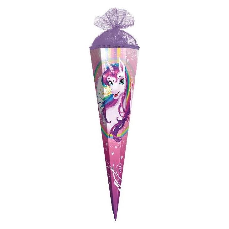 Magni Geschenk-Schultüte Einhornportrait 50 cm klein - 6-eckig Tüllverschluss - Zuckertüte Einhorn (50 cm, 1x) (675222)