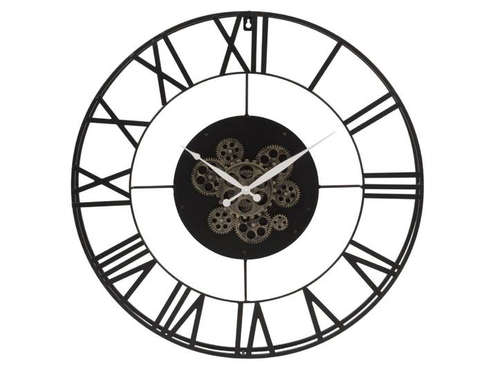 Wanduhr mit ewigem Lauf und schwarzem Stahlzahnrad, D70 cm