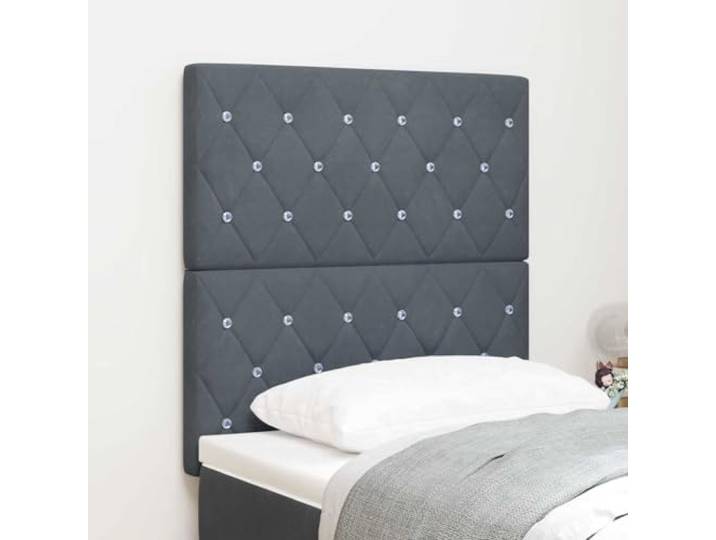 Kopfteil Samt 80 cm Dunkelgrau Kiefer Massivholz Rechteckig Modern Kopfteil