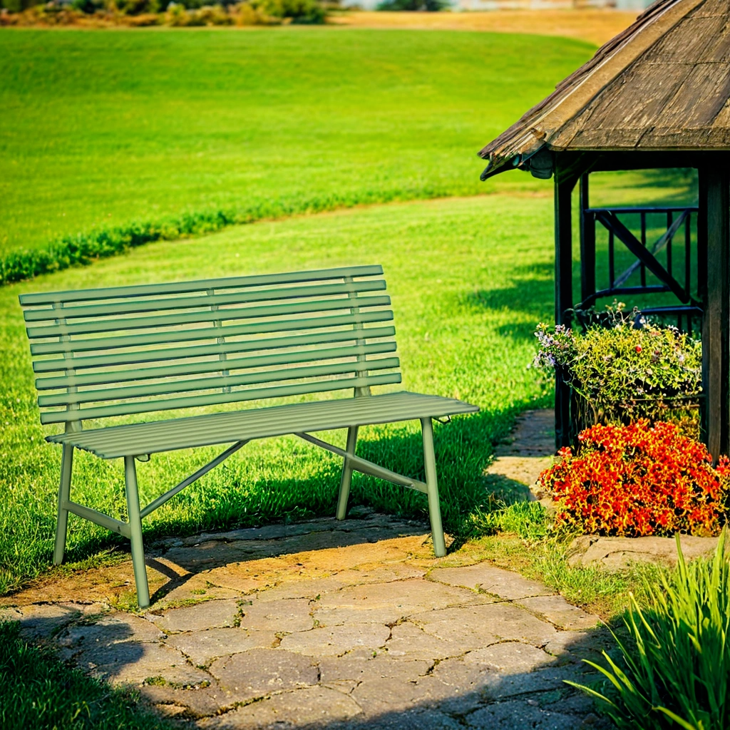 B2B Partner Kovová zahradní lavička SPRING, zelená