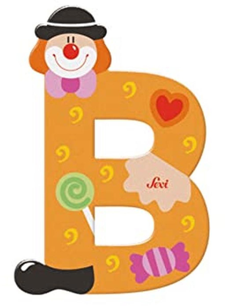 Houten Letter B Clown voor Kinderkamer - Educatief Speelgoed voor Kinderen vanaf 3 Jaar