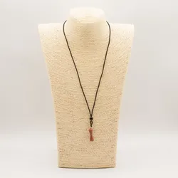 Cord Necklace Gemstone Pendant - Goldstone Bone