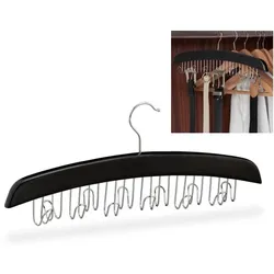 Relaxdays Gürtelhalter Holz schwarz Schwarz,Silber