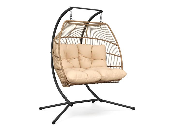 Doppel Hängesessel mit Gestell BELIZE beige