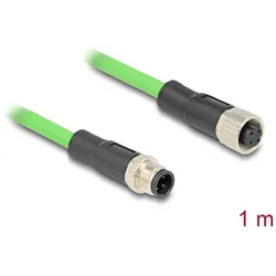 DeLOCK M12 Kabel D-kodiert 4 Pin Stecker zu Buchse PUR (TPU) 1 m