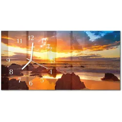 WANDUHR aus Glas 60x30 cm - Sonnenuntergang