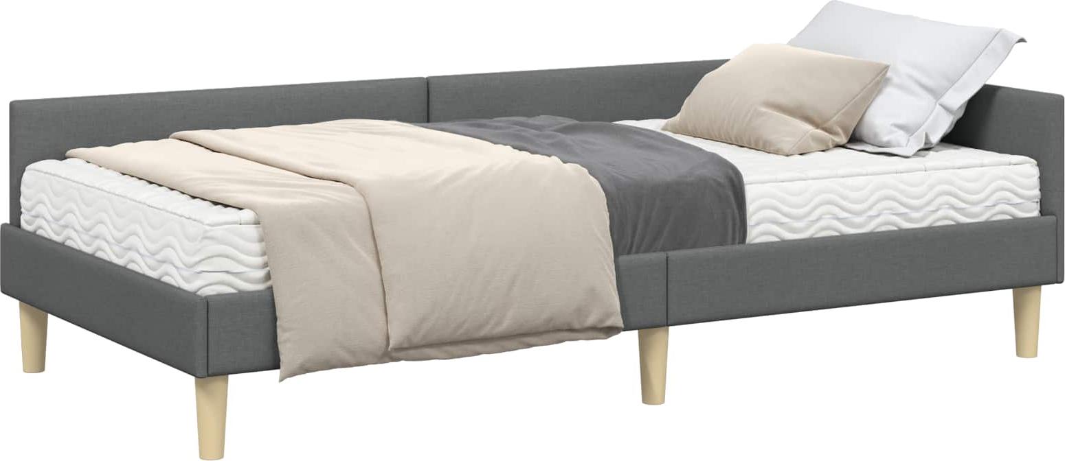 Eckbettgestell mit Matratze mit Matratze 2 pcs Grau Stoff