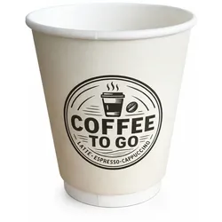 RyanPack Einweg Kaffeebecher doppelwandig 360 ml Weiß – 500 Stück (20x25)