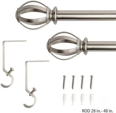 Lumi Home Furnishings "Lumi 5/8"" Single Curtain Rod Set- Cage Ball finials"