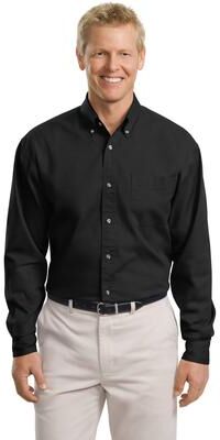 Port Authority TLS600T Tall Long Sleeve Twill Shirt in Black size Large/Tall   Cotton