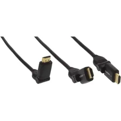 INLINE HDMI Kabel, flexible Winkelstecker, St/St, 0.5m, verg. Kontakte, schwarz