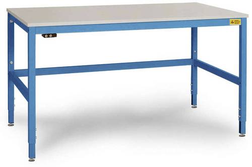 Manuflex LC3923.5012 ESD ESD-Arbeitstisch CANTOLAB Spezial mit Kautschukplatte, BxTxH = 2000 x 1000 x 752-952mm Licht-Blau