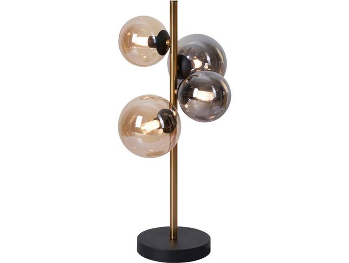Dieter Knoll Led-Tischleuchte, Schwarz, Goldfarben, Bernsteinfarben, Metall, Glas, Uni, F, 19.3x48x23.7 cm, mit Schalter, Lampen & Leuchten, LED Beleuchtung, LED-Tischleuchten